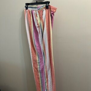 Ashley Stewart Pastel Multistripe Pants - Pink Coral Yellow Blue Size 16